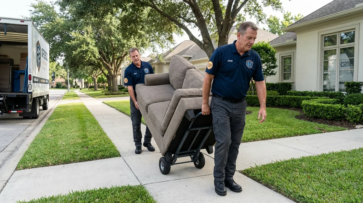 Local residential moving crew loading furniture in Desert Hot Springs, CA