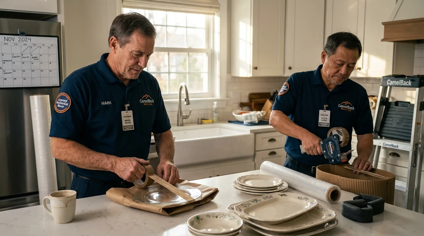 Professional crew packing kitchen dishware in Desert Hot Springs, CA
